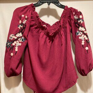 inTu Maroon Off the shoulder Blouse